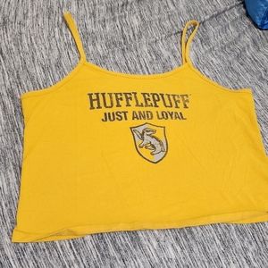 Hufflepuff Yellow Tank Top Cropped Hot Topic Harry Potter Size s